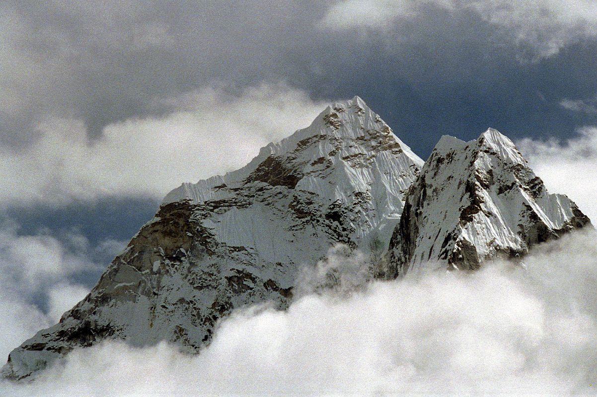 19 Dingboche - Ama Dablam Pokes Out From Clouds From Above Dingboche